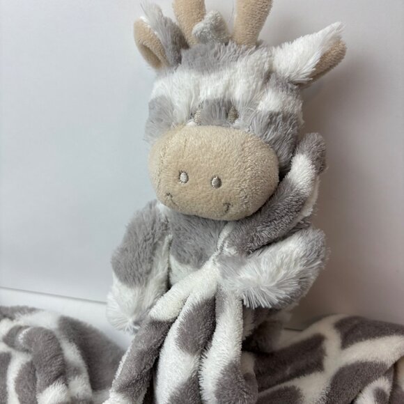 Mon Petit Chou Giraffe Plush Security Blanket Lovey Gray Baby Animal Print - Picture 2 of 9